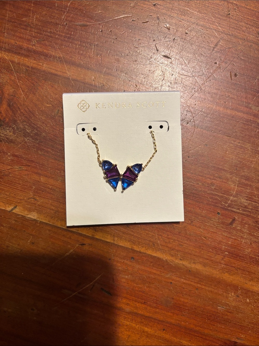 Kendra Scott Iridescent Blue and Purple Geometric Butterfly Pendant Necklace